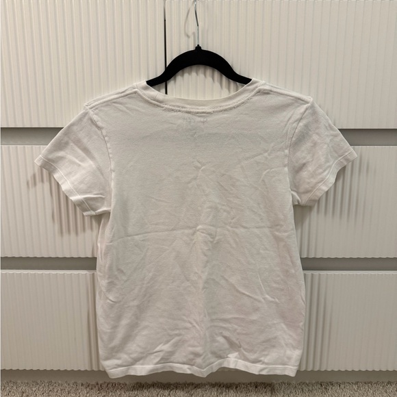 Brandy Melville White Tee with Navy Print - Picture 2 of 2